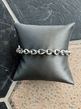 Men’s 14kt white gold S link bracelet 8”